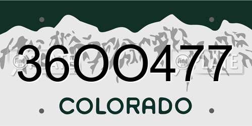 36OO477 Colorado License Plate