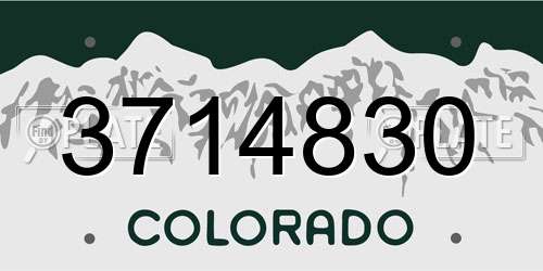 3714830 Colorado License Plate