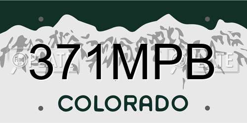 371MPB Colorado License Plate