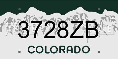 3728ZB Colorado License Plate