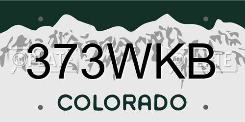 373WKB Colorado License Plate