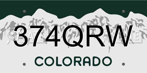 374QRW Colorado License Plate