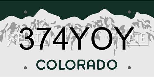374YOY Colorado License Plate