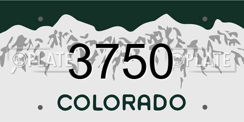 3750 Colorado License Plate