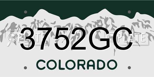 3752GC Colorado License Plate