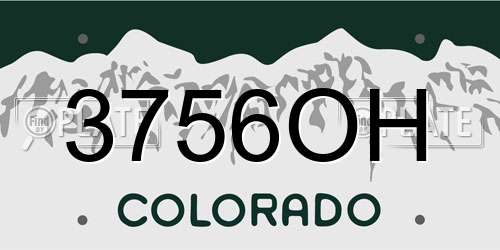 3756OH Colorado License Plate