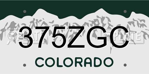 375ZGC Colorado License Plate