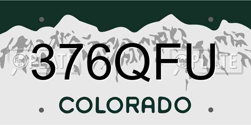 376QFU Colorado License Plate