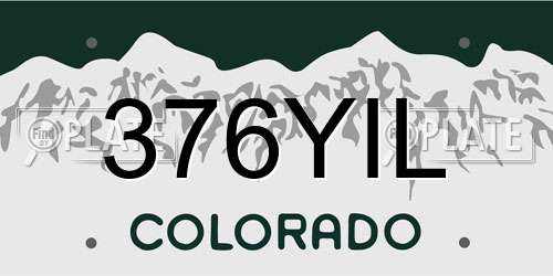 376YIL Colorado License Plate