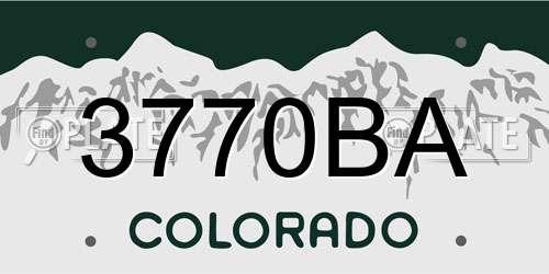 3770BA Colorado License Plate