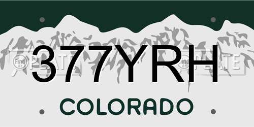 377YRH Colorado License Plate