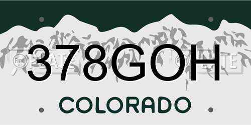 378GOH Colorado License Plate