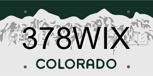 378WIX Colorado License Plate