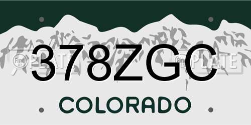 378ZGC Colorado License Plate