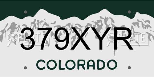 379XYR Colorado License Plate