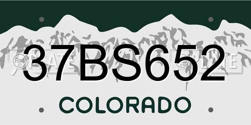 37BS652 Colorado License Plate
