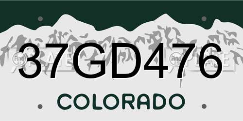 37GD476 Colorado License Plate