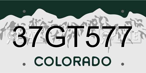 37GT577 Colorado License Plate