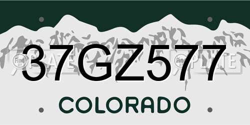 37GZ577 Colorado License Plate