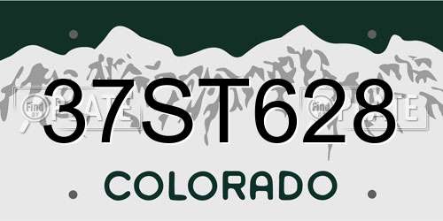 37ST628 Colorado License Plate