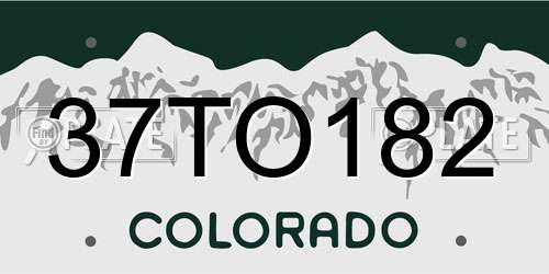 37TO182 Colorado License Plate