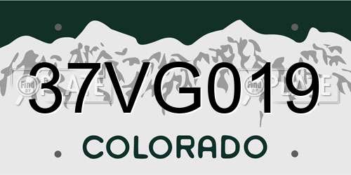 37VG019 Colorado License Plate