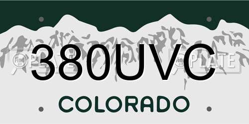 380UVC Colorado License Plate