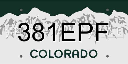 381EPF Colorado License Plate