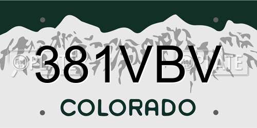 381VBV Colorado License Plate