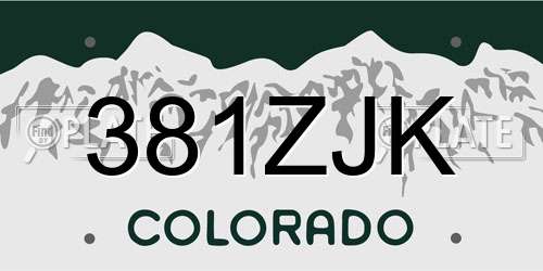 381ZJK Colorado License Plate