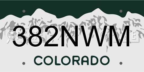 382NWM Colorado License Plate