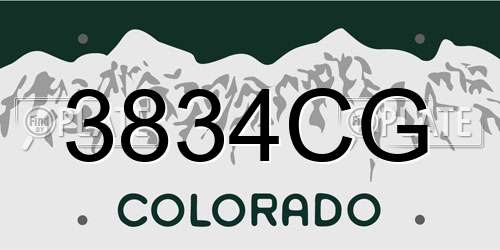 3834CG Colorado License Plate