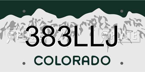 383LLJ Colorado License Plate
