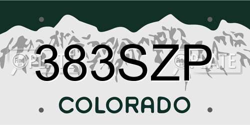 383SZP Colorado License Plate