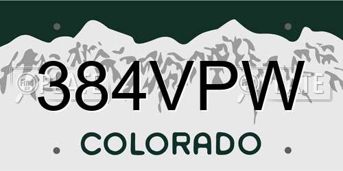 384VPW Colorado License Plate