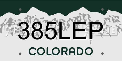 385LEP Colorado License Plate