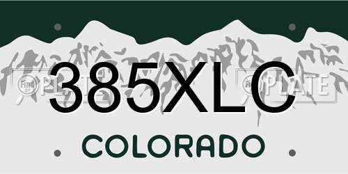 385XLC Colorado License Plate