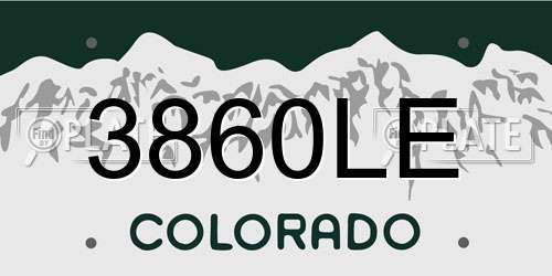 3860LE Colorado License Plate