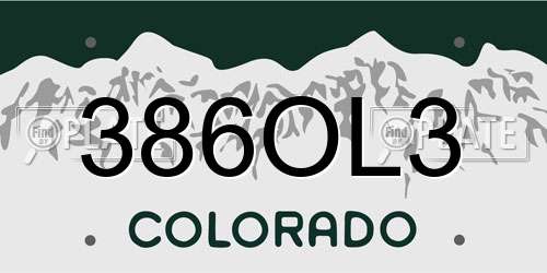386OL3 Colorado License Plate