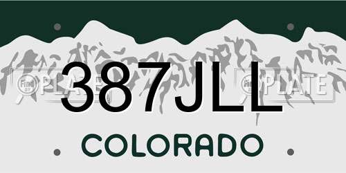 387JLL Colorado License Plate