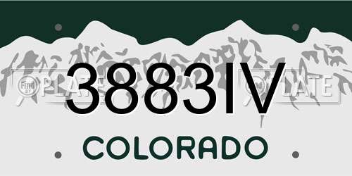 3883IV Colorado License Plate