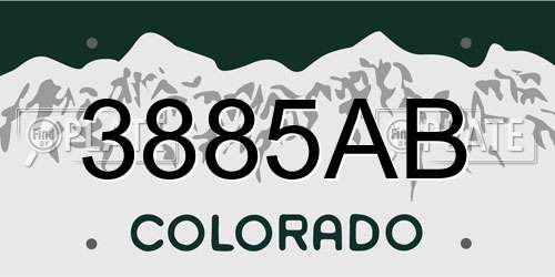 3885AB Colorado License Plate