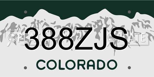 388ZJS Colorado License Plate
