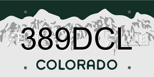 389DCL Colorado License Plate