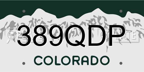 389QDP Colorado License Plate