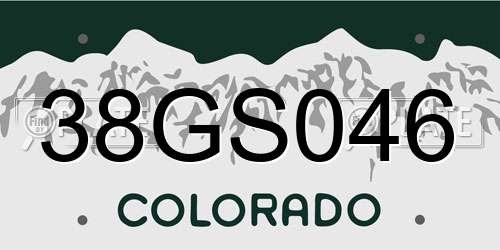 38GS046 Colorado License Plate