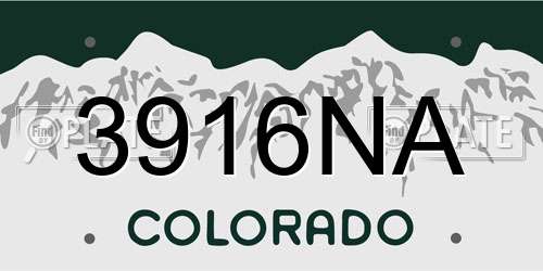 3916NA Colorado License Plate