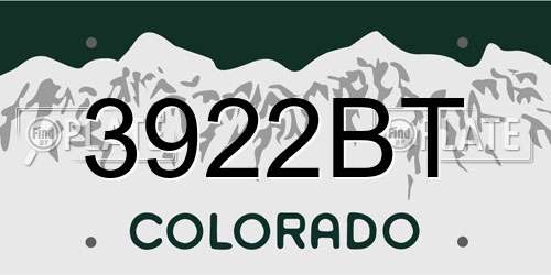 3922BT Colorado License Plate