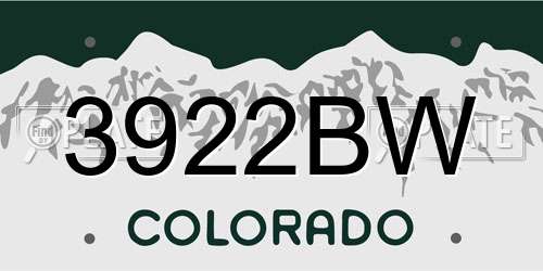 3922BW Colorado License Plate