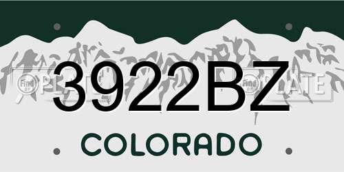 3922BZ Colorado License Plate